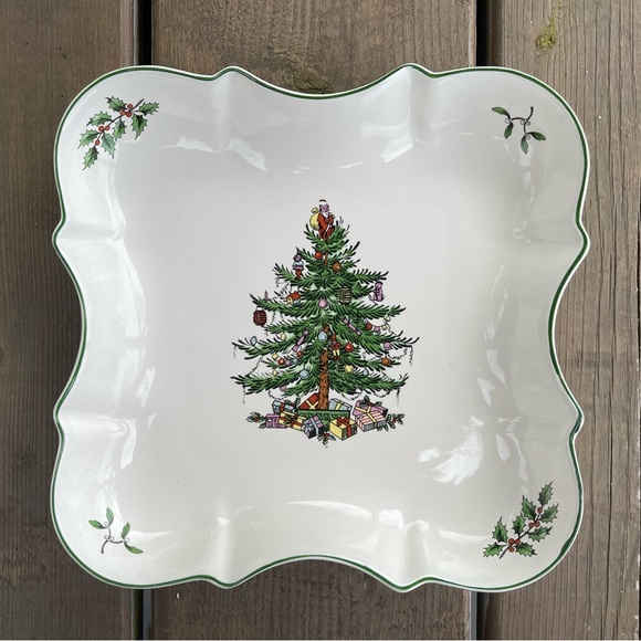 Spode Christmas Tree Pattern Devonia Tray Dish Made in China Christmas Decor - Picture 2 of 11